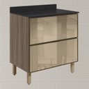Ver imagem 2 de Balcao com Tampo 2 Gavetoes Vidro 80cm Mdf Kali 16412 Carvalho Toq Nicioli