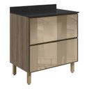 Ver imagem 1 de Balcao com Tampo 2 Gavetoes Vidro 80cm Mdf Kali 16412 Carvalho Toq Nicioli
