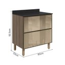 Ver imagem 3 de Balcao com Tampo 2 Gavetoes Vidro 80cm Mdf Kali 16412 Carvalho Toq Nicioli