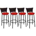 Ver imagem 1 de Kit 4 Banquetas Altas Preta com Encosto Junco Argila Assento Vermelho