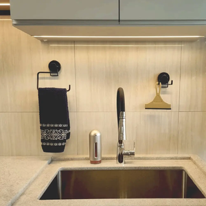 Conjunto de Banheiro com Ventosas Parede sem Furos 5 Peças:preto Fosco