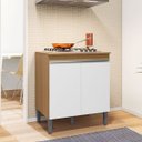 Ver imagem 3 de Balcão para Cooktop com Tampo 4 ou 5 Bocas 2 Portas Adriana Amêndoa/branco