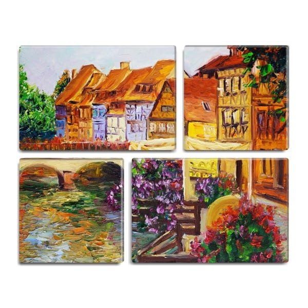 Conjunto de 4 quadros decorativos Ville 105x85cm - 1