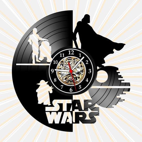 Relógio De Parede Star Wars Disco Vinil Herois Filmes Cinema - 1