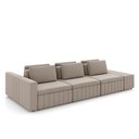 Ver imagem 2 de Sofá Ilha com Encosto e Almofadas Móveis Olimpo 365cm Modulado Veludo Bege G45 - Gran Belo