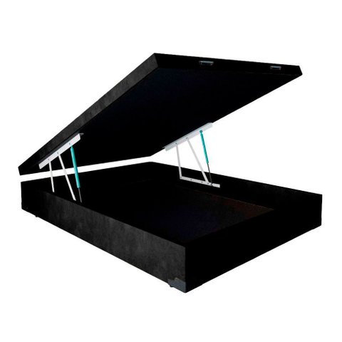 Base Box Baú Casal Suede Preta - 42x138x188