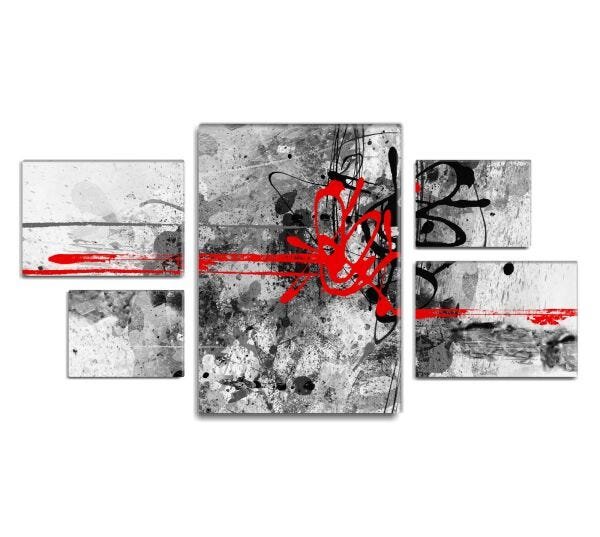 Conjunto quadros decorativos Assimetrico Slim Scarlet 115x60cm - 1