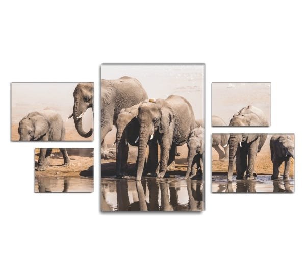 Conjunto quadros decorativos Assimetrico Slim Troupeau 115x60cm - 1
