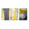 Trio de quadros decorativos Slim Yellow Abstract Grande 130x60cm - 1
