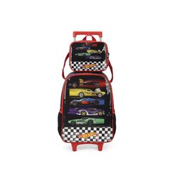 Mochila de Rodinhas e Lancheira Hot Wheels Preto Luxcel - 1