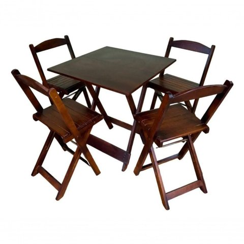 Kit 10 Conjuntos Dobráveis 70x70 Imbuia 10 Mesas e 40 Cadeiras Bar Restaurante Lanchonete