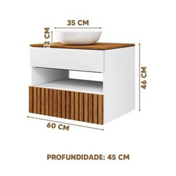 Conjunto para Banheiro Bali Ii com Espelheira e Cuba Branco Naturalle Ripado Bechara - 7
