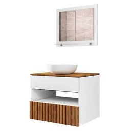 Conjunto para Banheiro Bali Ii com Espelheira e Cuba Branco Naturalle Ripado Bechara - 3