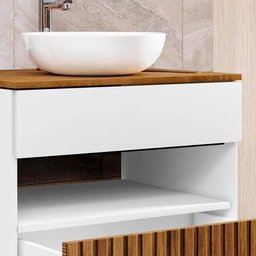 Conjunto para Banheiro Bali Ii com Espelheira e Cuba Branco Naturalle Ripado Bechara - 4