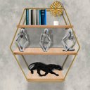 Ver imagem 2 de Kit 2 Prateleiras Triplas de Parede Design Industrial Evale - Dourado/jade