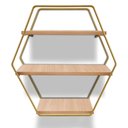 Ver imagem 3 de Kit 2 Prateleiras Triplas de Parede Design Industrial Evale - Dourado/jade