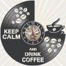 Keep Calm And Drink Coffee Cozinha Relógio Disco Vinil - 1
