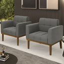 Ver imagem 2 de Poltrona Base Madeira Castanho Kit 2 Ana Suede Grafite - Ibiza
