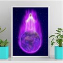 Ver imagem 1 de Quadro Chama Violeta Saint Germain 33x24cm - com vidro:Madeira branca