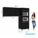 Ver imagem 3 de Kit Cozinha Milão Torre Quente e Aéreo 3 Portas Milão Menu Móveis Preto