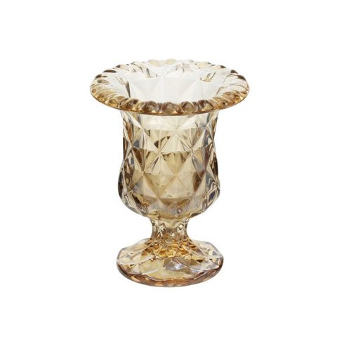 Vaso com Pé de Vidro Diamond Âmbar Metalizado 15X24cm