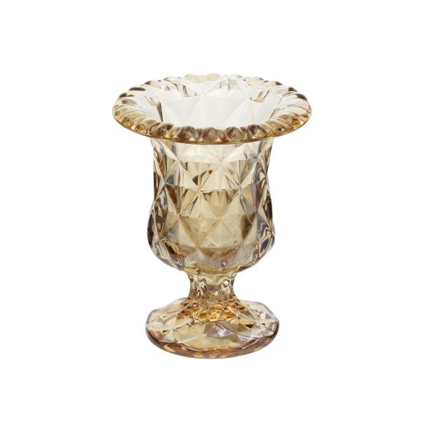 Vaso com Pé de Vidro Diamond Âmbar Metalizado 15X24cm - 2