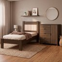 Ver imagem 2 de Cama de Solteiro e Comoda 4 Gavetas 1 Porta Mdf Bela Chocolate Off Decmade