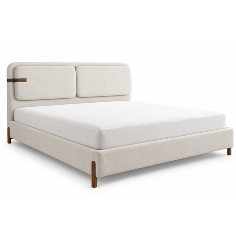 Cama Box King Versala Estofada Decorada Linho Premium Pés de Madeira Reforçado