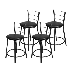 Jogo 4 Banqueta Baixa Para Cozinha Epoxi Craqueada Assento Estofado  