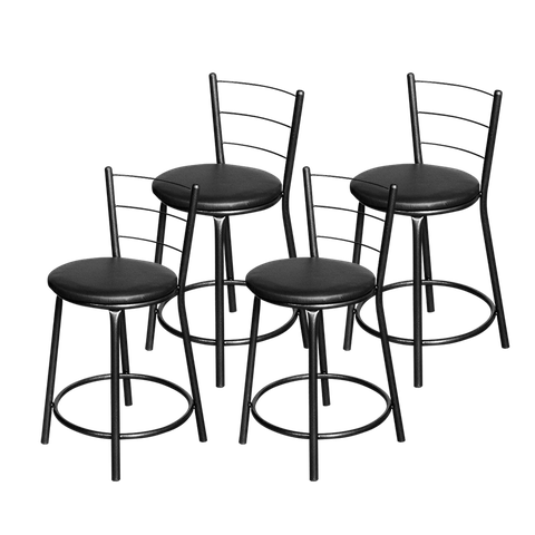 Jogo 4 Banqueta Baixa Para Cozinha Epoxi Craqueada Assento Estofado  