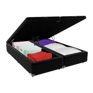 Cama Box Baú Casal Bipartida Suede Preto