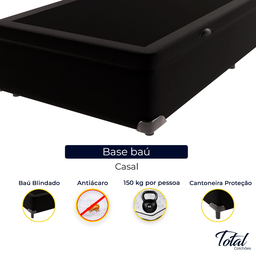 Cama Box Baú Casal Bipartida Suede Preto - 2