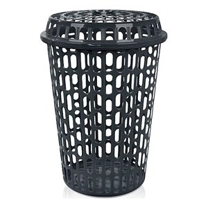 Cesto de Roupas Sujas Multiuso Telado com Tampa 60l Preto