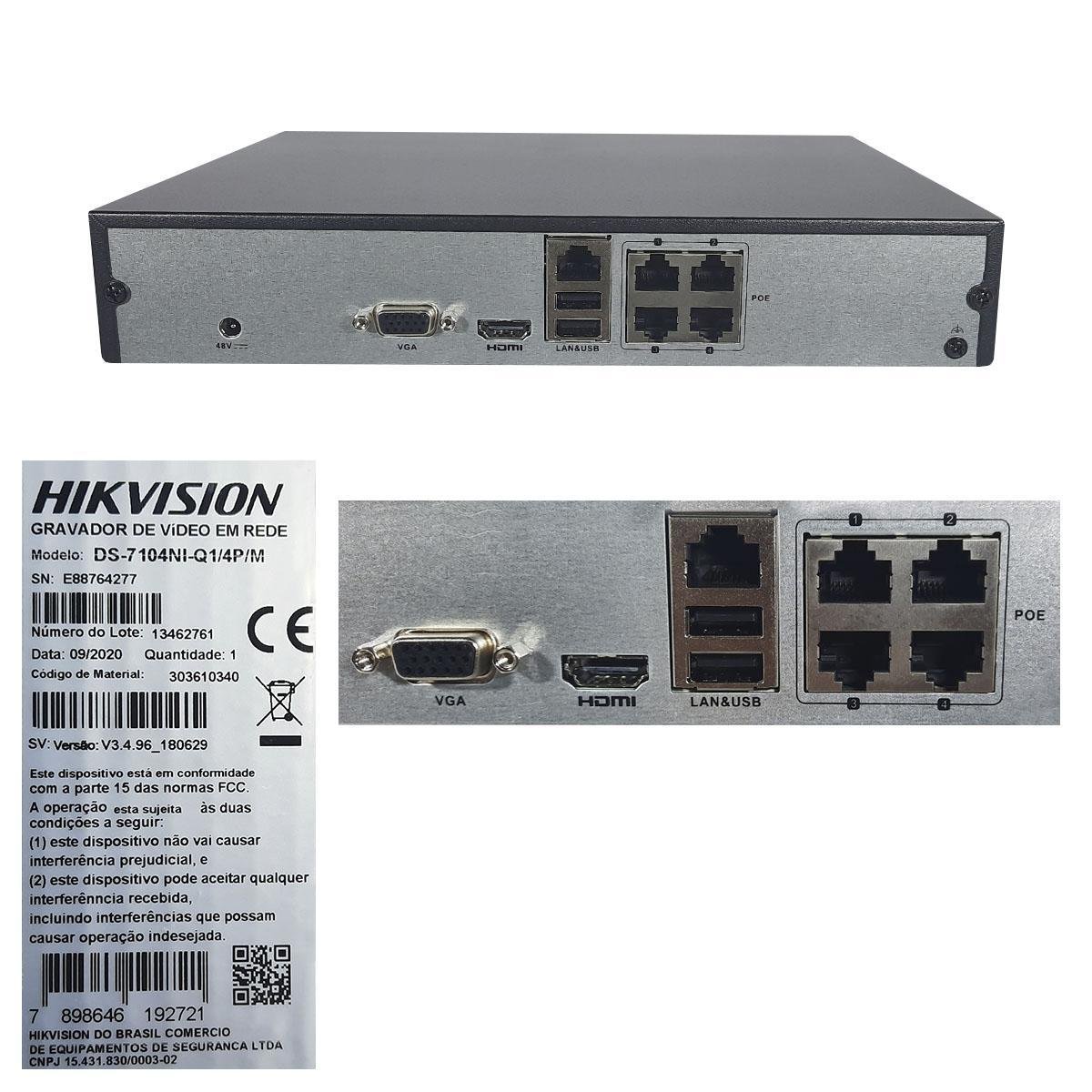 Nvr Hikvision 4 Canais Full Hd 4 Interface Poe 4mp - 3