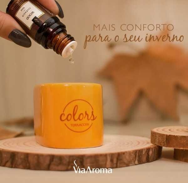 Kit 1 Aromatizador Terracota + 1 Difusor USB Led + 3 Óleos Essenciais Naturais Via Aroma - Usb Led + - 5