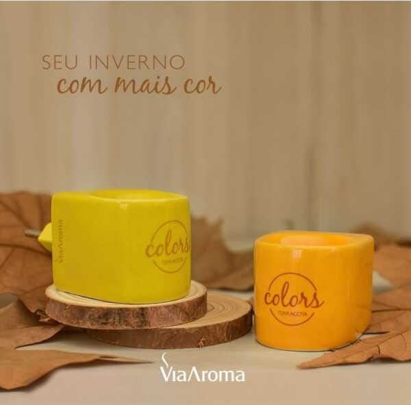 Kit 1 Aromatizador Terracota + 1 Difusor USB Led + 3 Óleos Essenciais Naturais Via Aroma - Usb Led + - 6