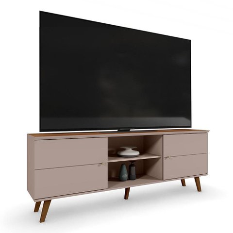 Rack Bancada Aracaju Grigio Fosco/Canela para TV até 75” - Mobler