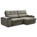 Ver imagem 6 de Sofá Retrátil Reclinável para Sala 3 Lugares 205cm Gordon F04 Veludo Marrom Claro - Lyam Decor