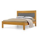 Ver imagem 1 de Cama de Casal Viena e com Cabeceira Captonê Veludo Cinza Madeira Imbuia