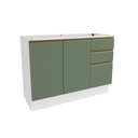 Ver imagem 1 de Balcão de Pia Celeste Kappesberg 100% Mdf 2 Portas 3 Gavetas Branco/verde 120cm