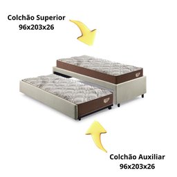 Bicama Box Solteiro 103x208 Linho Bege com 2 Colchões Relax Adorabile Molas Ensacadas Ecoflex - 7