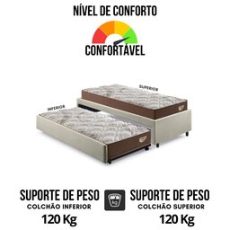 Bicama Box Solteiro 103x208 Linho Bege com 2 Colchões Relax Adorabile Molas Ensacadas Ecoflex - 6