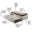 Ver imagem 4 de Bicama Box Solteiro 103x208 Linho Bege com 2 Colchões Relax Adorabile Molas Ensacadas Ecoflex