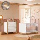 Ver imagem 1 de Quarto de Bebê com Berço 4315 Slim e Cômoda 5135 Flora Branco Acetinado Qmovi + Colchão Gazin