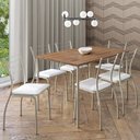 Ver imagem 1 de Conjunto Sala de Jantar 6 Cadeiras Valencia Carraro Branco Prata