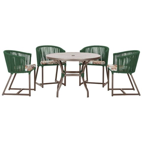 Mesa com 4 Cadeiras e Noronha Estofado 6 Trama Original Verde
