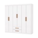 Ver imagem 3 de Guarda Roupa Aries 6 Portas com Espelho e sem Pe Carioca Moveis Branco