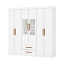 Ver imagem 1 de Guarda Roupa Aries 6 Portas com Espelho e sem Pe Carioca Moveis Branco