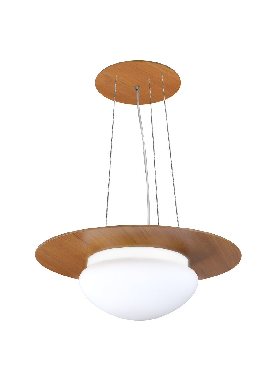 Pendente de Madeira Saturno Vidro Oval 40 cm Freijó Madeluz Pendente Saturno Oval Branco