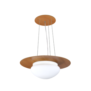 Pendente de Madeira Saturno Vidro Oval 40 cm Freijó Madeluz Pendente Saturno Oval Branco